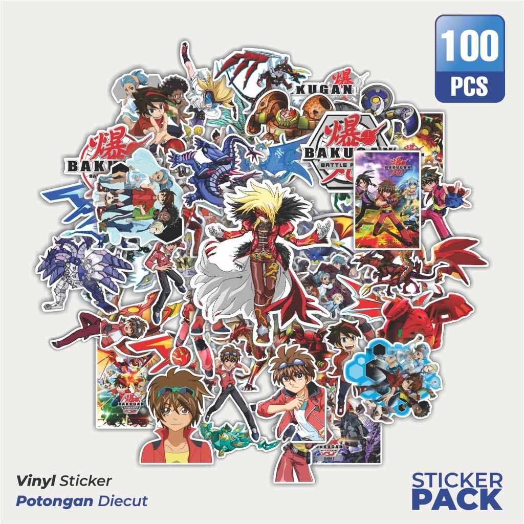 

MURAH 100 PCS Stiker Bakugan Cartoon Waterproof Aesthetic- Untuk Laptop, Motor, dan Helm - Paper Stationery Pack