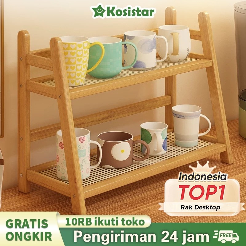 Kosistar-Desktop Rak/ Rak Kayu Serbaguna/Meja Rak/ Meja Aesthetic Rak Meja Kantor Rak Meja Belajar R