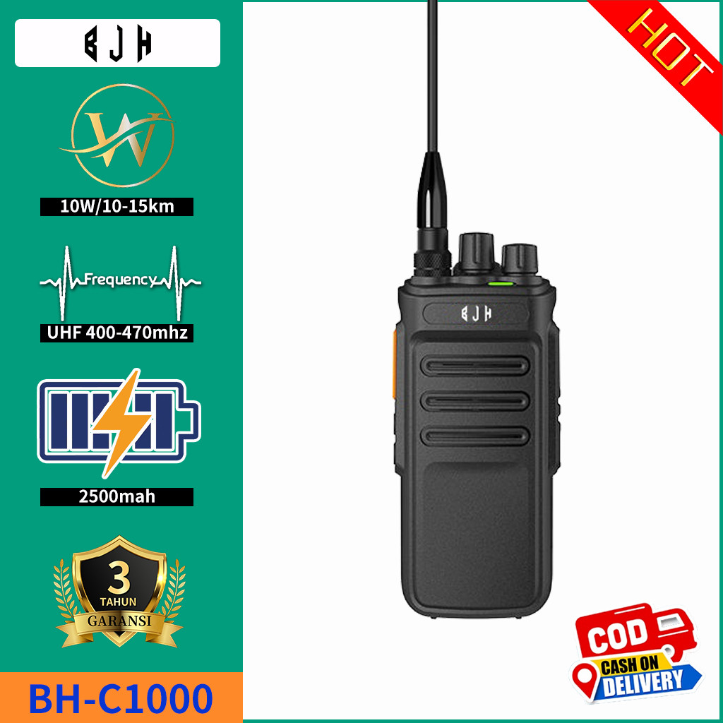 HT BJH C1000 Jarak Jauh Ready 10km-15Km Walkie Talkie Power 10 watt Battery 2500Mah