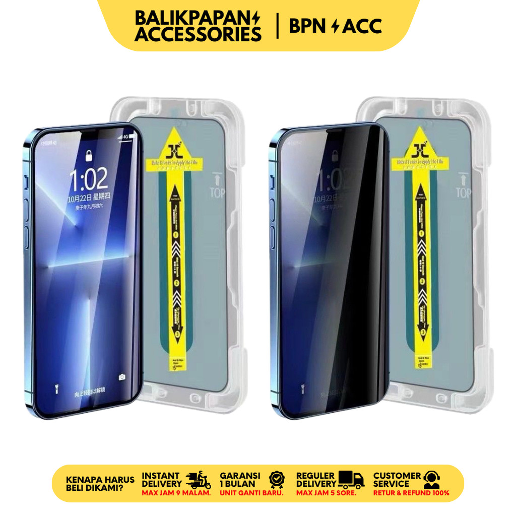 Anti Gores Tempered Glass iPhone Superfit Anti Spy Privacy & Clear Bening - BALIKPAPAN ACC