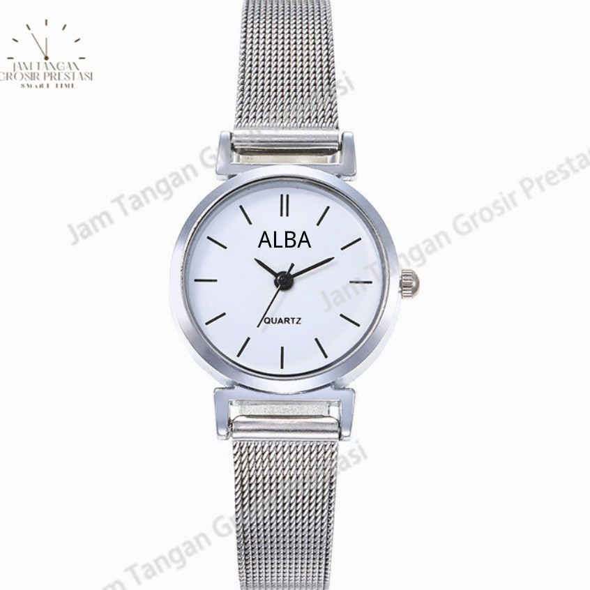 Jam Tangan Stainless Steel Gaya untuk Wanita Analog / Jam Tangan Stainless Steel Kecil Analog ALBA