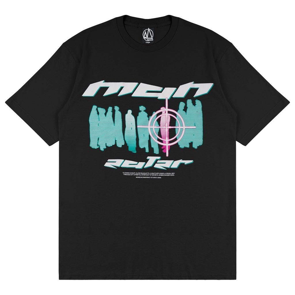 Pakaian jalanan Kaos Oversize Moxie Maneater Unisex Combed 24s - Hitam Kualitas Tinggi