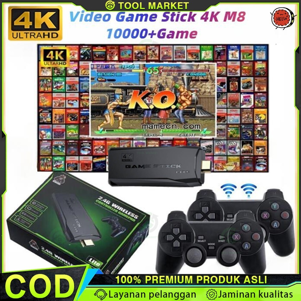 Ps 2 Full Game + Stick 2 Video Game Console 2.4G Double Wireless Controller Game Stick 4K 10000 Game