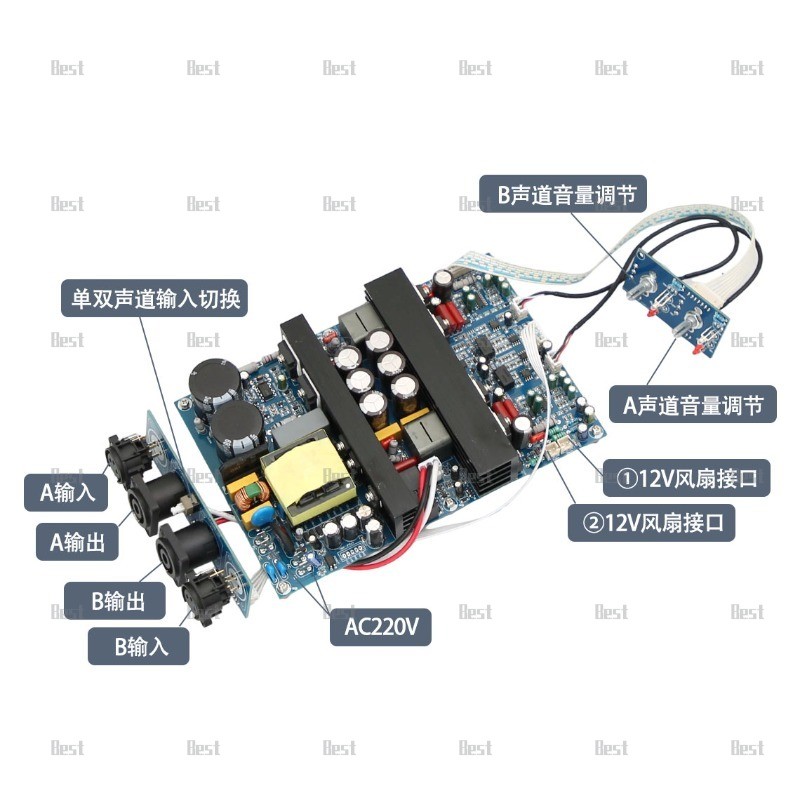 IRS2092 high-power HIFI fever, two-channel digital class D power amplifier board 500W + 500W super L