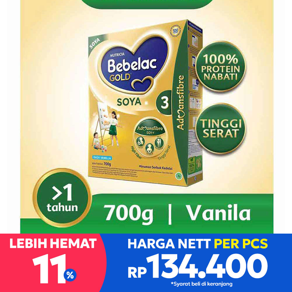 BEBELAC GOLD 3 SUSU BUBUK SOYA VANILLA 700g