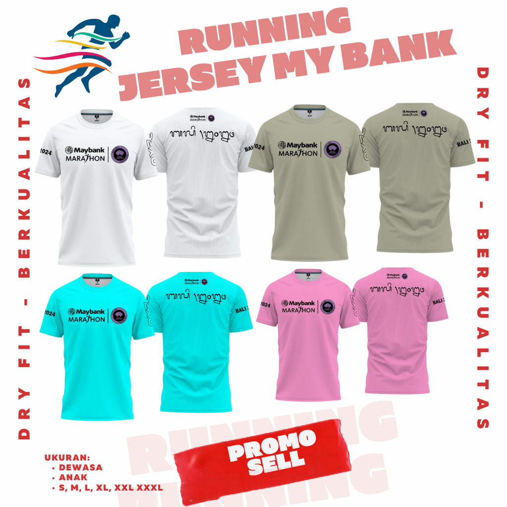 Jersey Lari Maybank Marathon 2024 Custom Desain - Full Printing Bahan Dry Fit