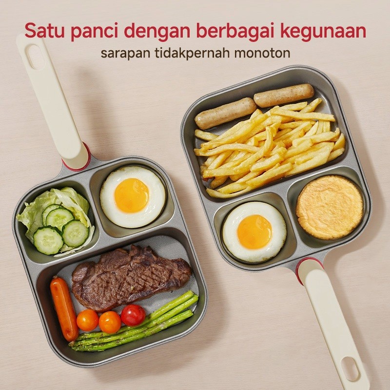[LUMIOO] MODOFO EggPan3in1 Teflon Anti Lengket Cetakan Telur Ceplok Wajan Anti Lengket Wajan Kecil P