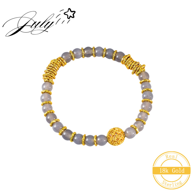 Gelang Baru Gaya Cina Jade Asap Perasaan Dingin Es Transparan Abu-abu Agate Perak Pola Palu Melilit