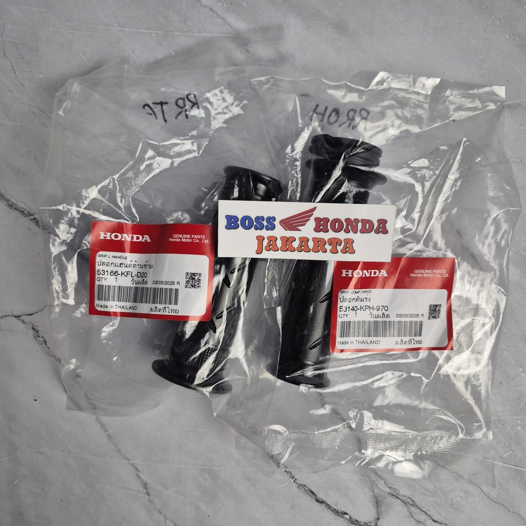 53140-KPH-970 & 53166-KFL-D20 : HANDFAT KANAN KIRI CBR 150 R KARBU LAMA / HANDGRIP KANAN KIRI CBR 15