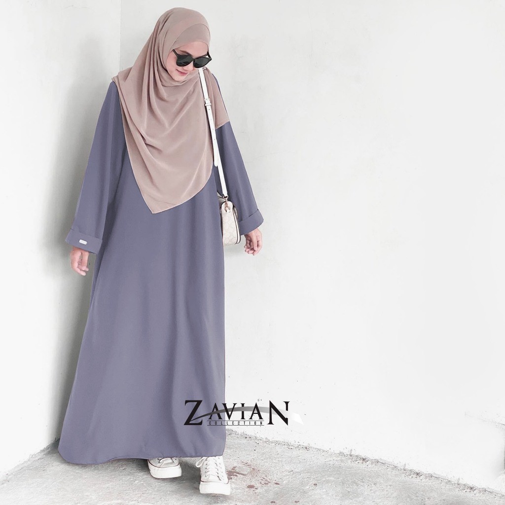 (BISA COD) Zavian Long Dress Gamis Abaya Polos / Gamis Wanita kekinian Ukuran S M L XXL / Gamis Abay