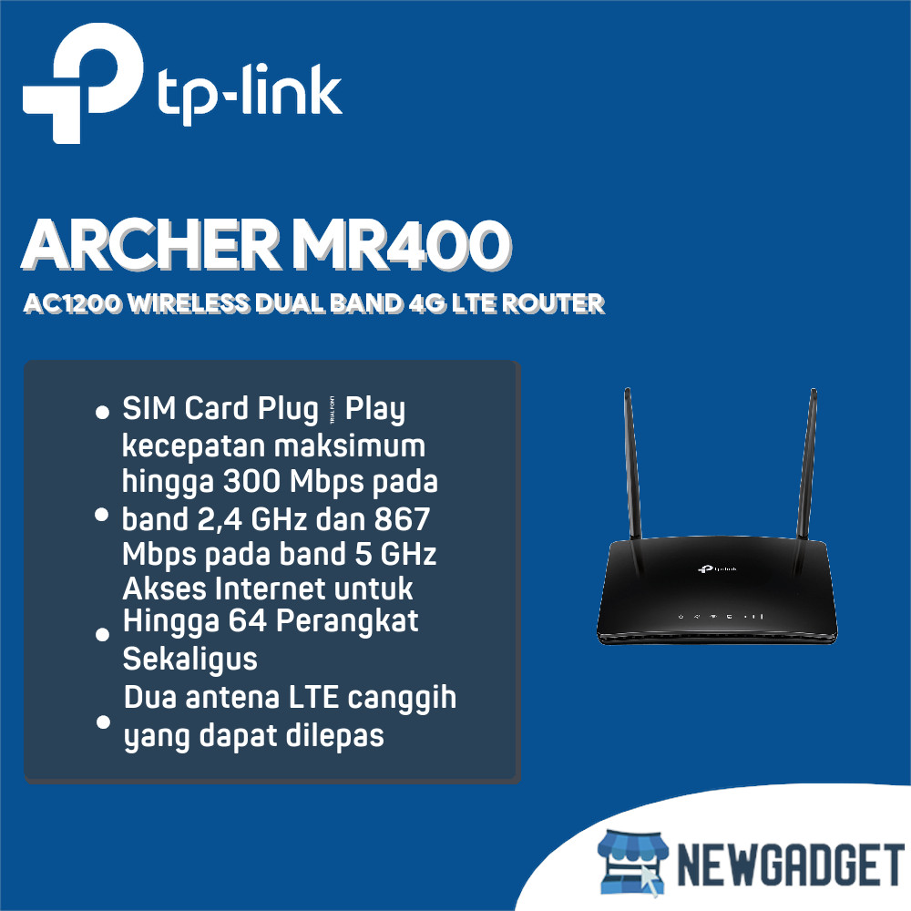 TP-LINK ARCHER MR400 AC1200 WIRELESS DUAL BAND 4G LTE ROUTER