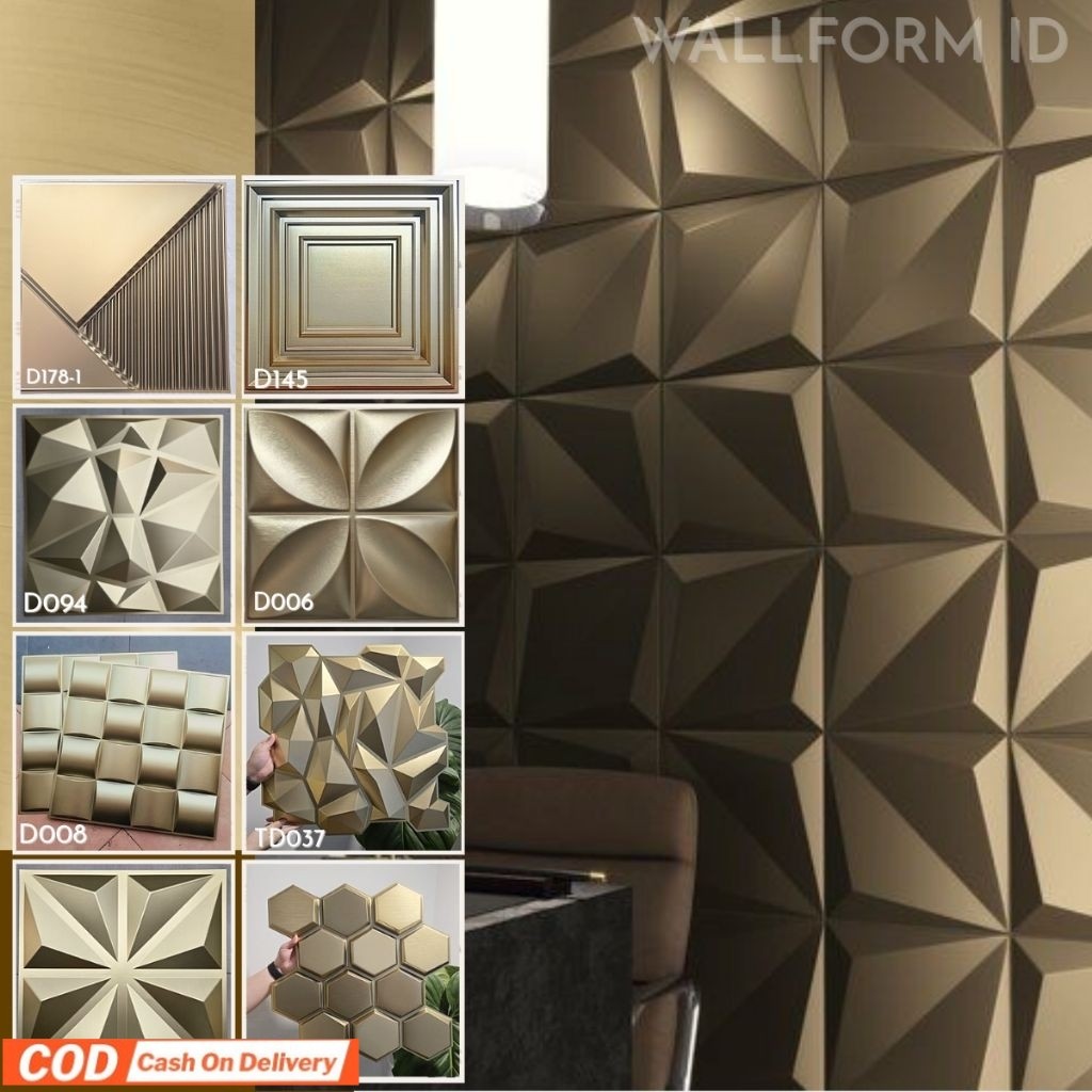 WALLFORM - Gold dan Rustic 50cm, 3D Wall Panel Wallpanel PVC