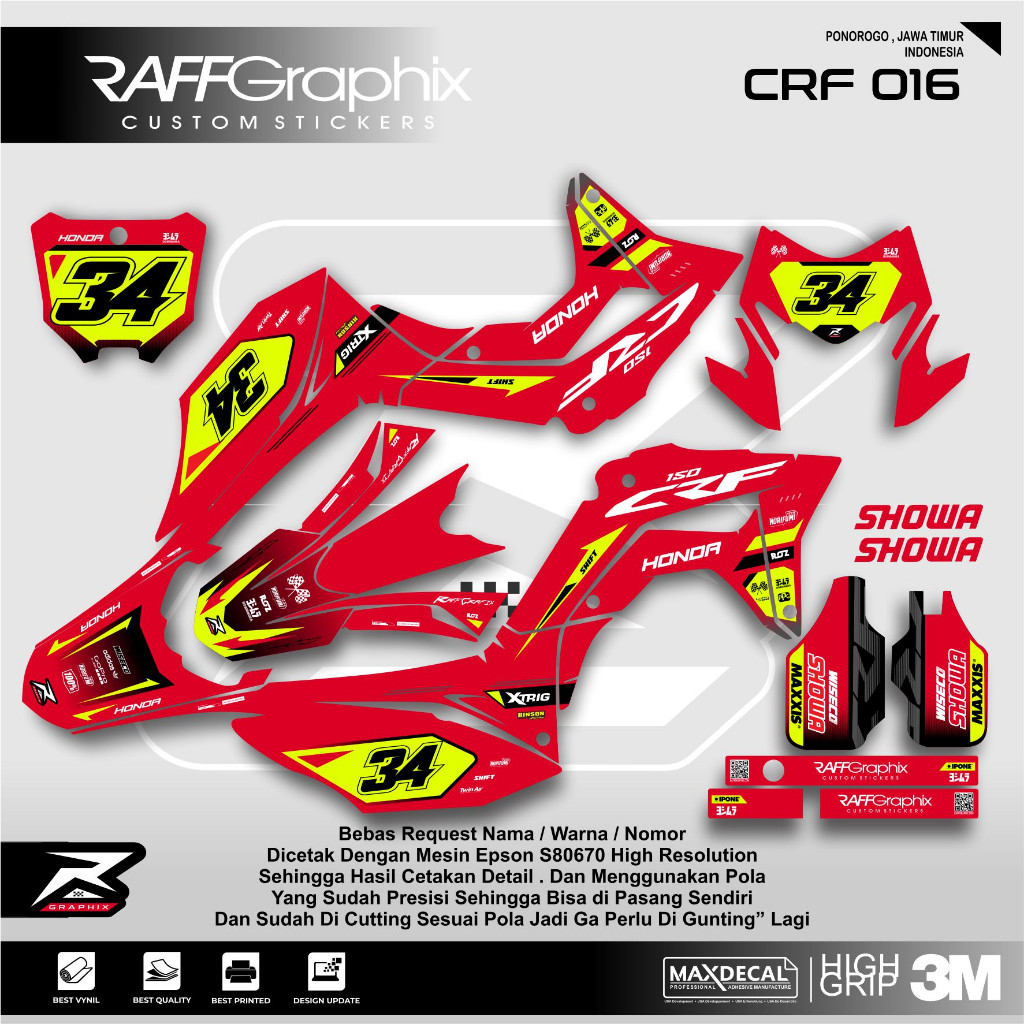 DECAL CRF 150 KEREN/ DECAL CRF BIRU/DECAL CRF 150 FULL BODY