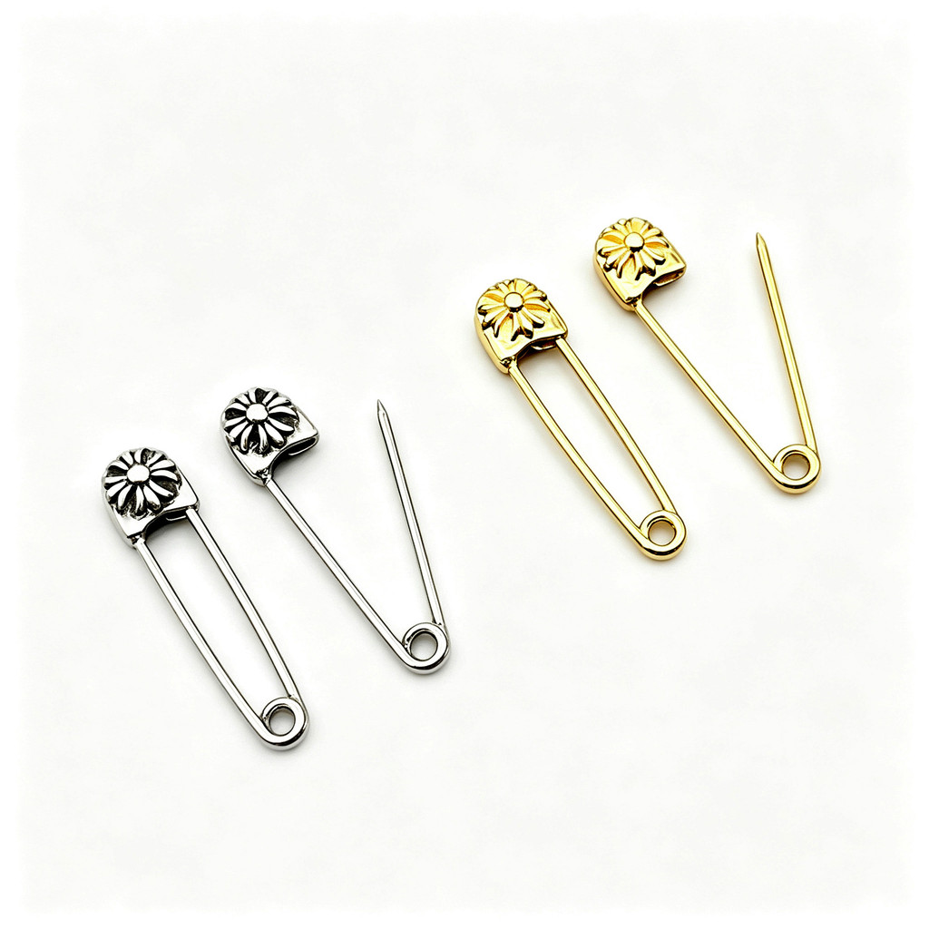 Anting Pin Bunga Salib Emas Anting Kerah Salib Klip Kerah Bros DIY Liontin