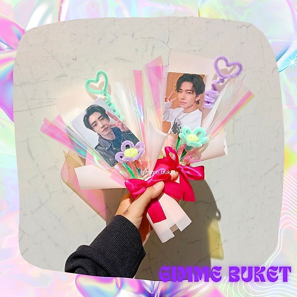 Buket photocard kpop hologram nct seventeen enhypen bts treasure gift kpop ultah wisuda