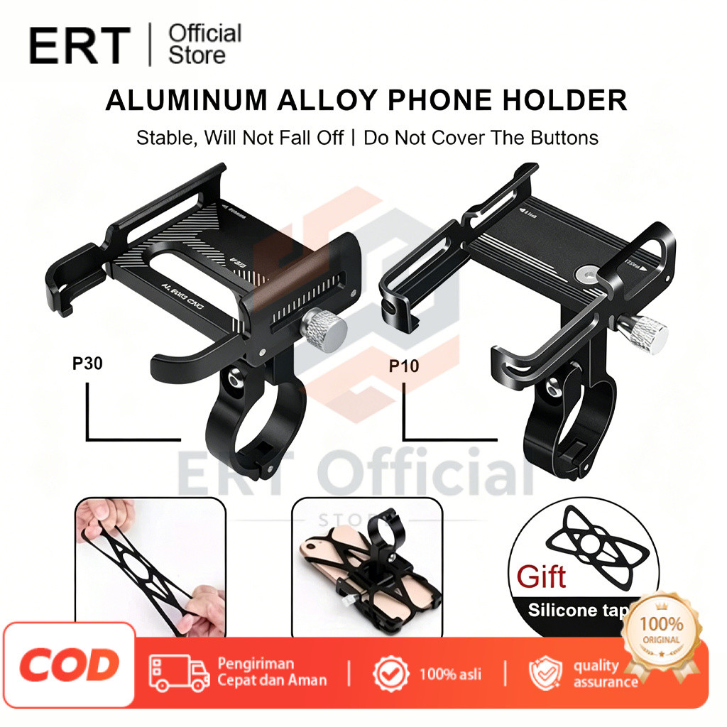 Holder HP Motor P30 Original – Penyangga HP Aluminium Kuat, Anti Getar & Anti Goyang, Cocok untuk Ri