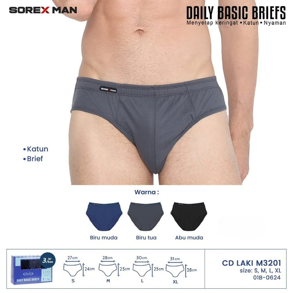 (3pcs) Sorex Man M3201 Celana Dalam Pria Dewasa / CD Pria Dewasa / Sempak Pria Dewasa