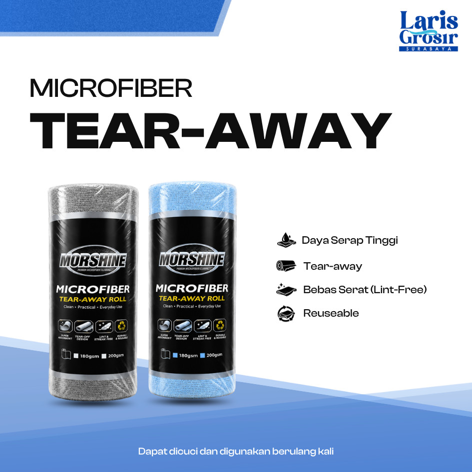 MORSHINE Lap Microfiber Roll Microfiber 30 Sheet 30x30cm Kain Lap Microfiber Mobil Motor Detailing E