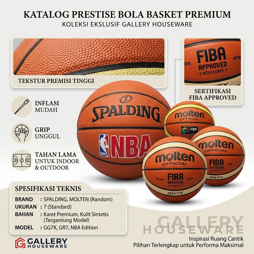 BOLA BASKET MOLTEN GG7X PERBASI IBL RUBBER / MOLTEN GG7X ( SPALDING - MOLTEN - MIKASA - WILSON )