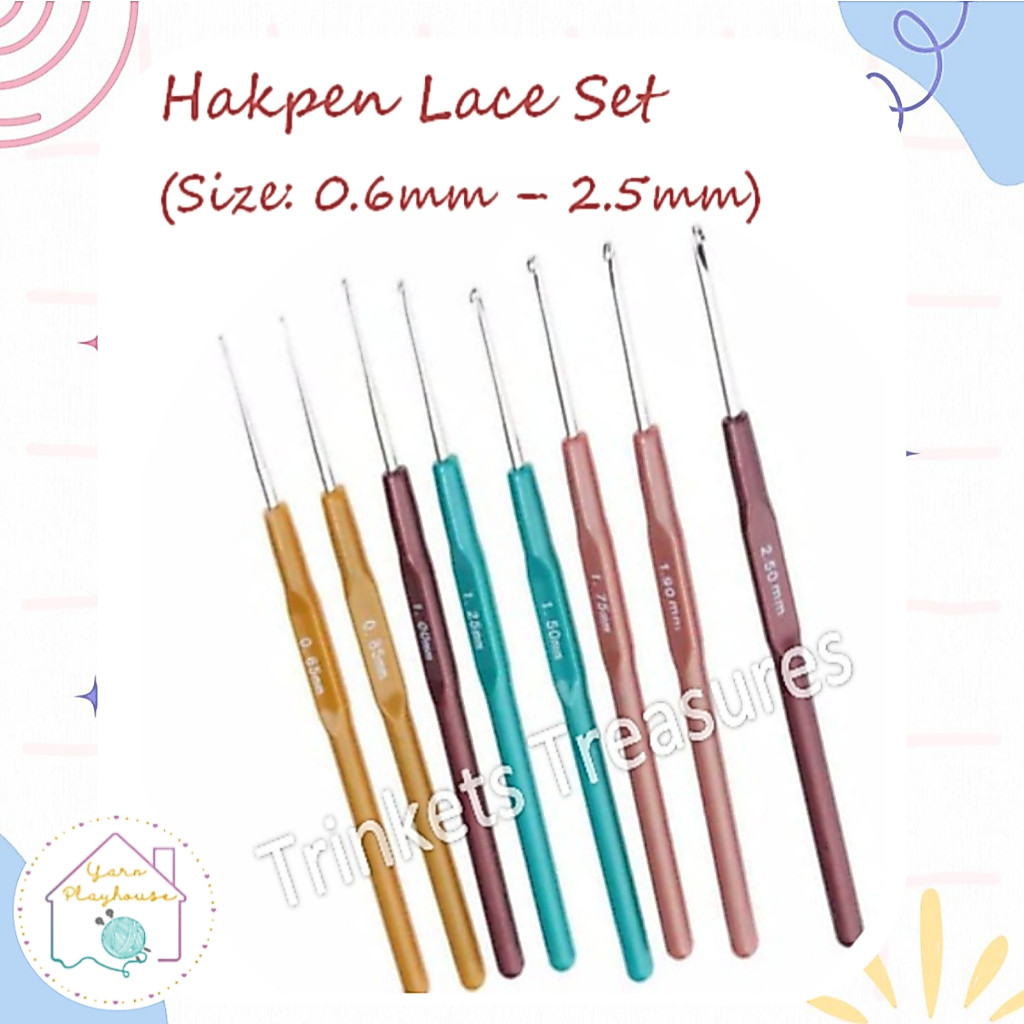 Lace Crochet Hook SET Small Hakpen lace besi aluminium hakken kecil jarum rajut jala doily alat raju