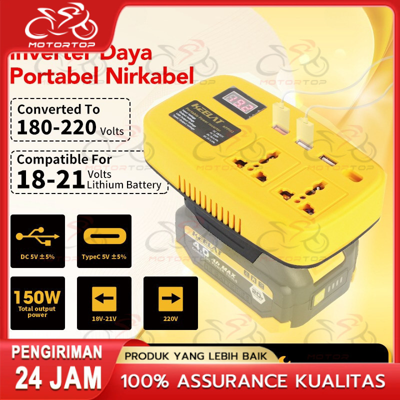 COD Inverter Portable KPPI02 150W Multifungsi Untuk Baterai Mesin Bor Makita Litium
