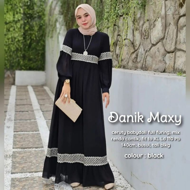 Gamis Danik Ceruty Babydoll Renda Premium Kekinian Terlaris
