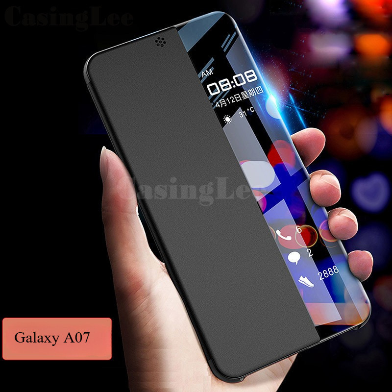 Casing Ponsel Galaxy A17 A37 A57 Smart Transparan View Flip Leather Cover Full Protect Stand case un