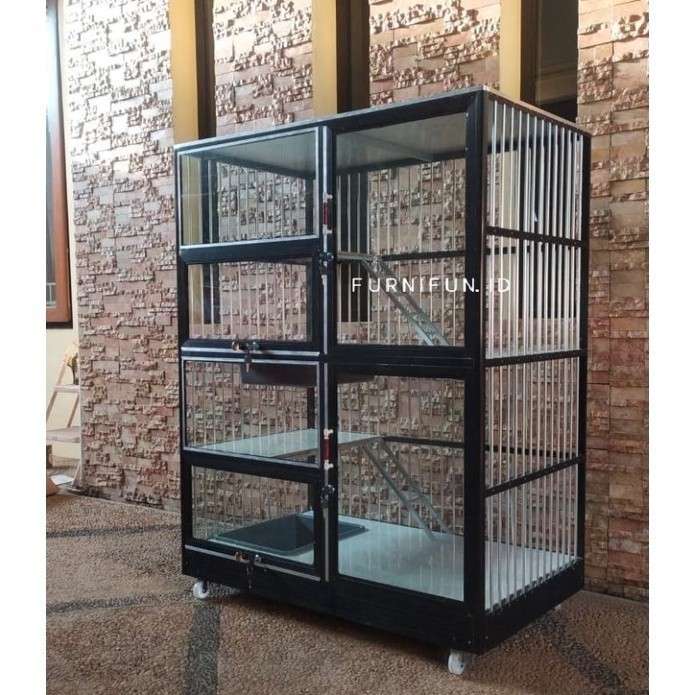 Kandang Kucing / Kandang Hewan Aluminium / Kandang Kucing kaca