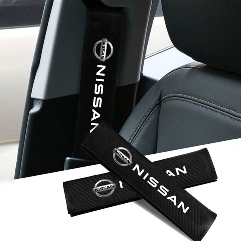 Carbon fiber Car Seat Belt Pads Seat Shoulder Strap Pad For Nissan Rogue Pathfinder X-Trail GTR Note