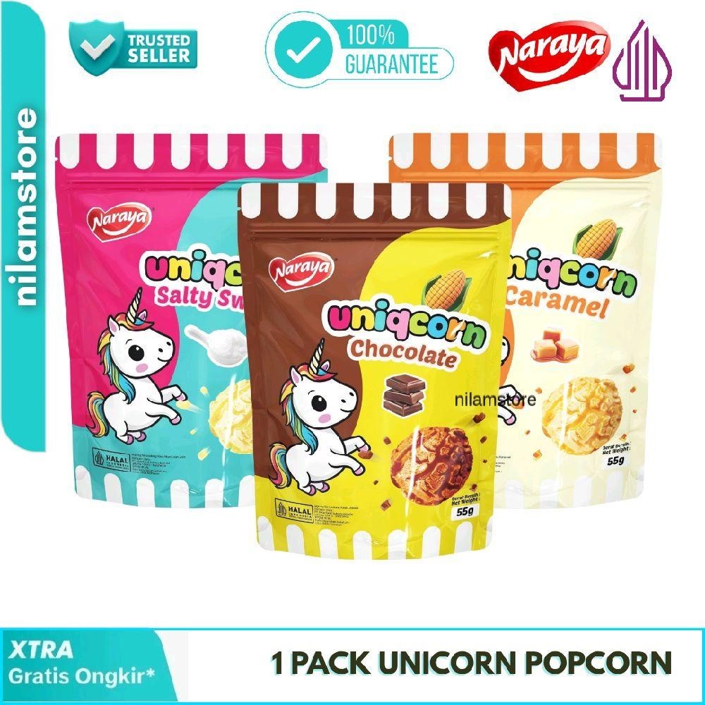 

Naraya Unicorn Popcorn Coklat Caramel Salty sweet, Popcorn aneka rasa 55g