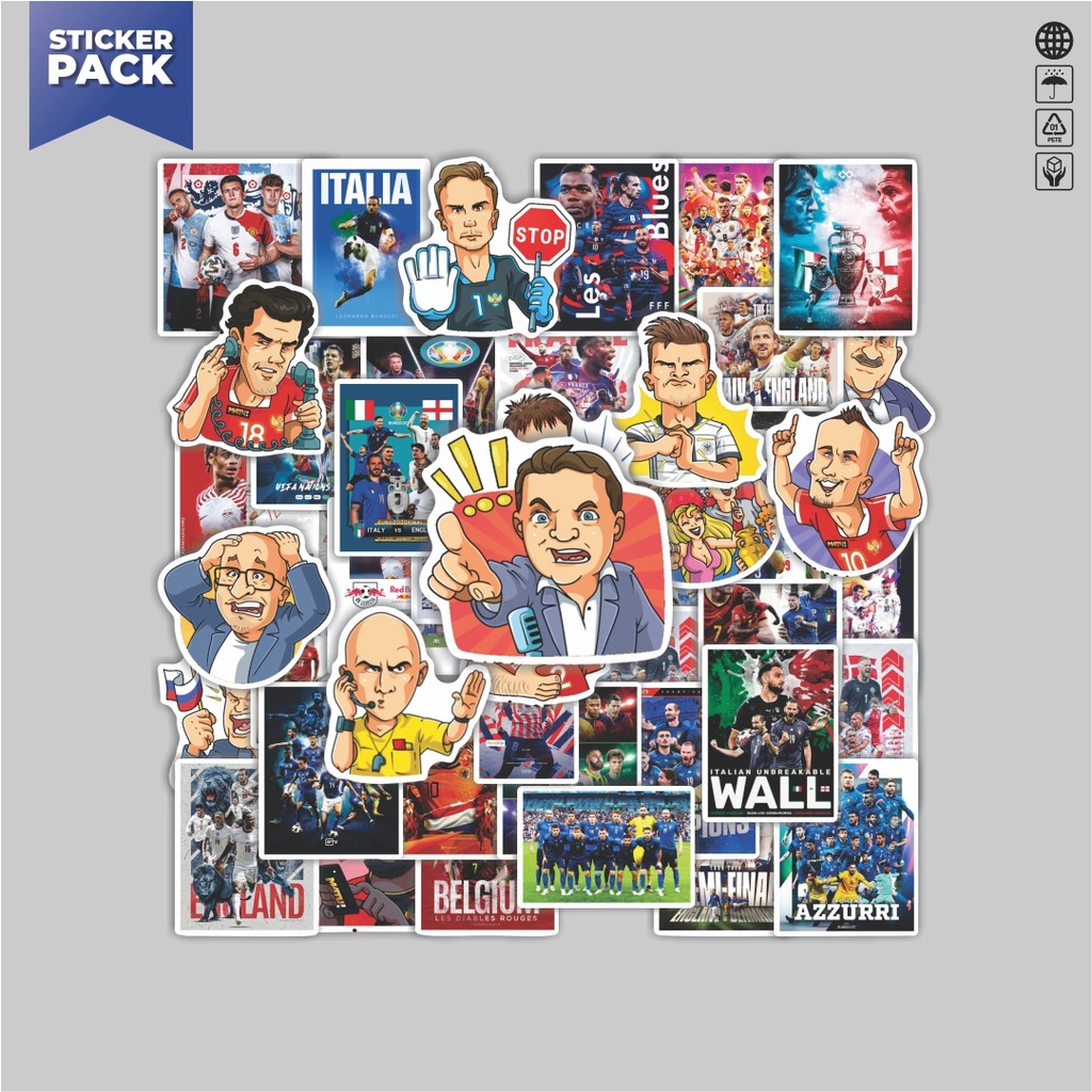 

[100PCS]Stiker Pack Stiker EURO 2020 Aesthetic Vinyl Anti Air Dekorasi Sticker Laptop Buku Journal Koper Helm Casing HP Gitar Helm Skateboard