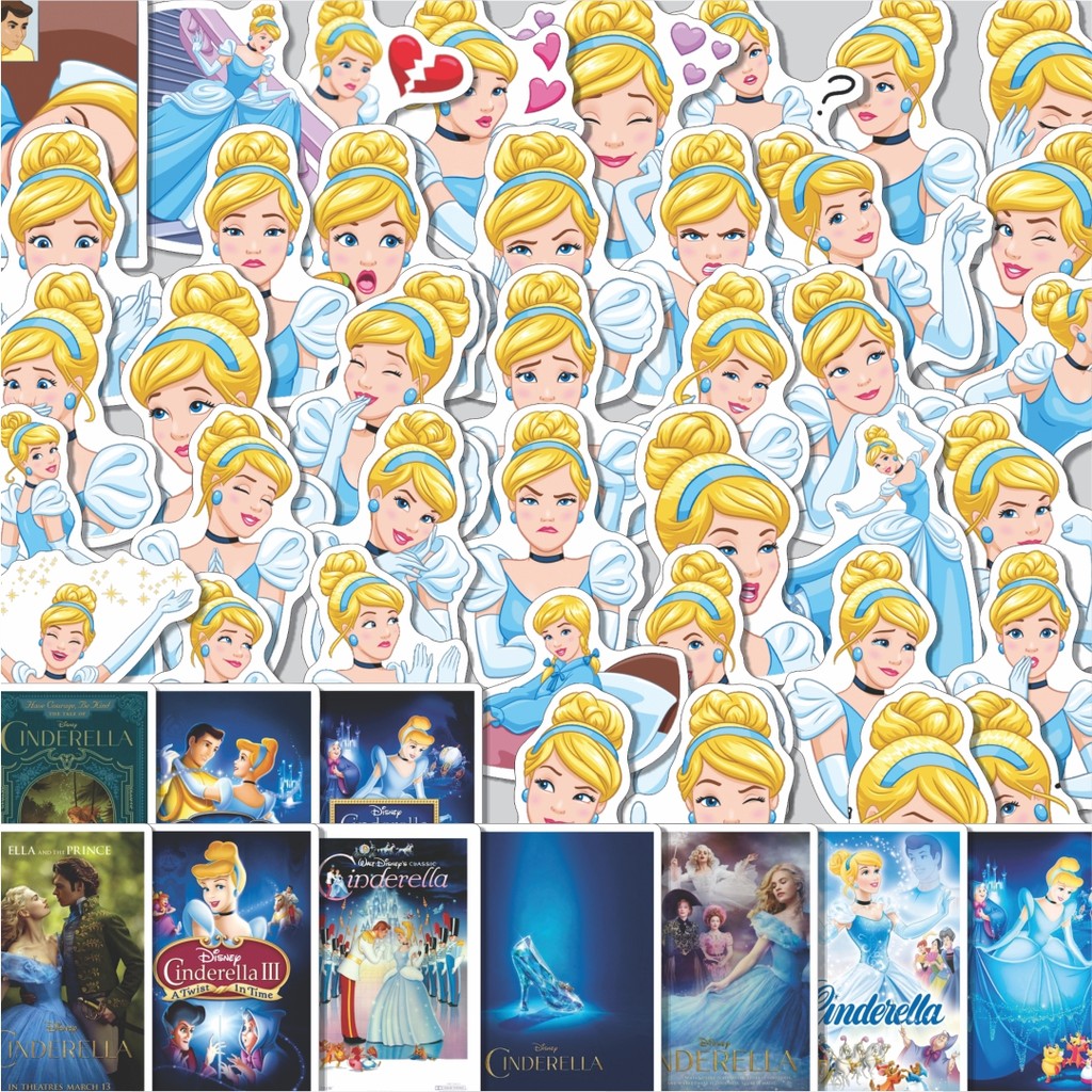 

Stiker Cutting Pack Stiker Princess Cinderella Isi 100Pcs Series Aesthetic Lucu Keren Untuk Koper Bahan Vynil