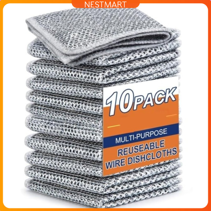 

FMA Non-Stick Steel Wire Dishcloths Double-Layer Design 20x20cm 10PCS - FM-N20
