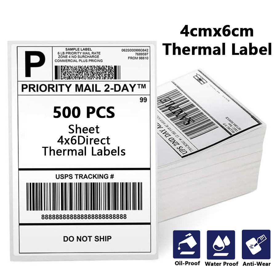 

4X6 Direct Thermal Labels Paper 100x150mm 100/500PCS For Shipping Labels DHL UPS Express LOGO Barcode For 9220/9210/246S/D200M