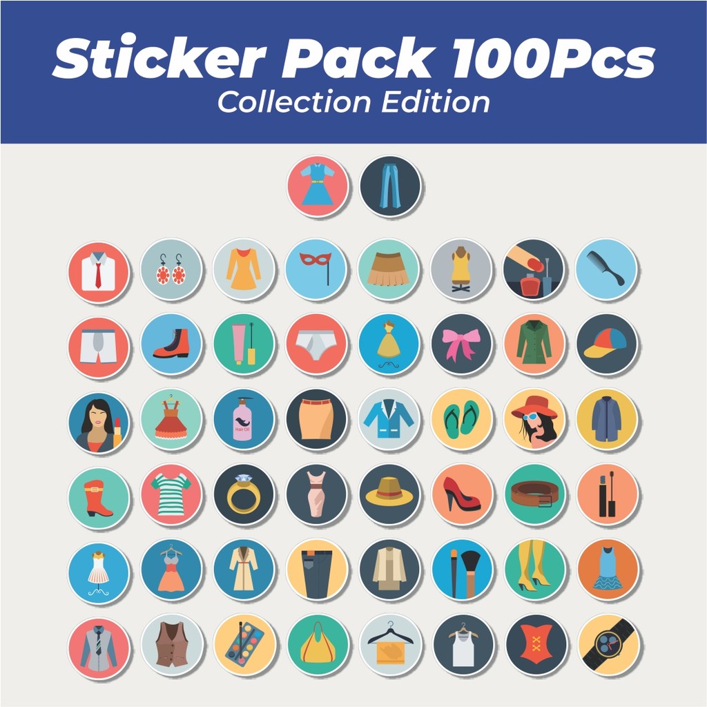 

Hot Stiker Ikon Datar Fashion Baju dan Sepatu SLucu Anti Air Stikers Berperekat Waterproof Sticker Decal Buat Motor Helm Buku Journal Koper Casing HP Laptop Botol Minum