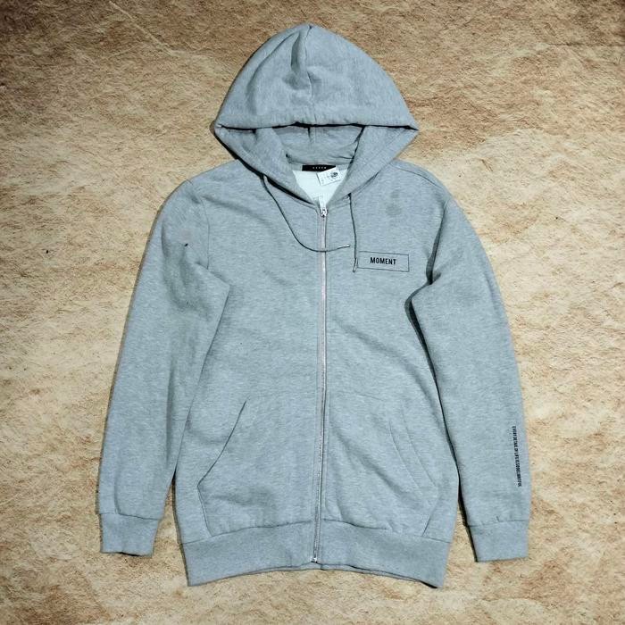 zip hoodie abu abu muda ANDEW daleman fleece jemper pria murah bagus size L