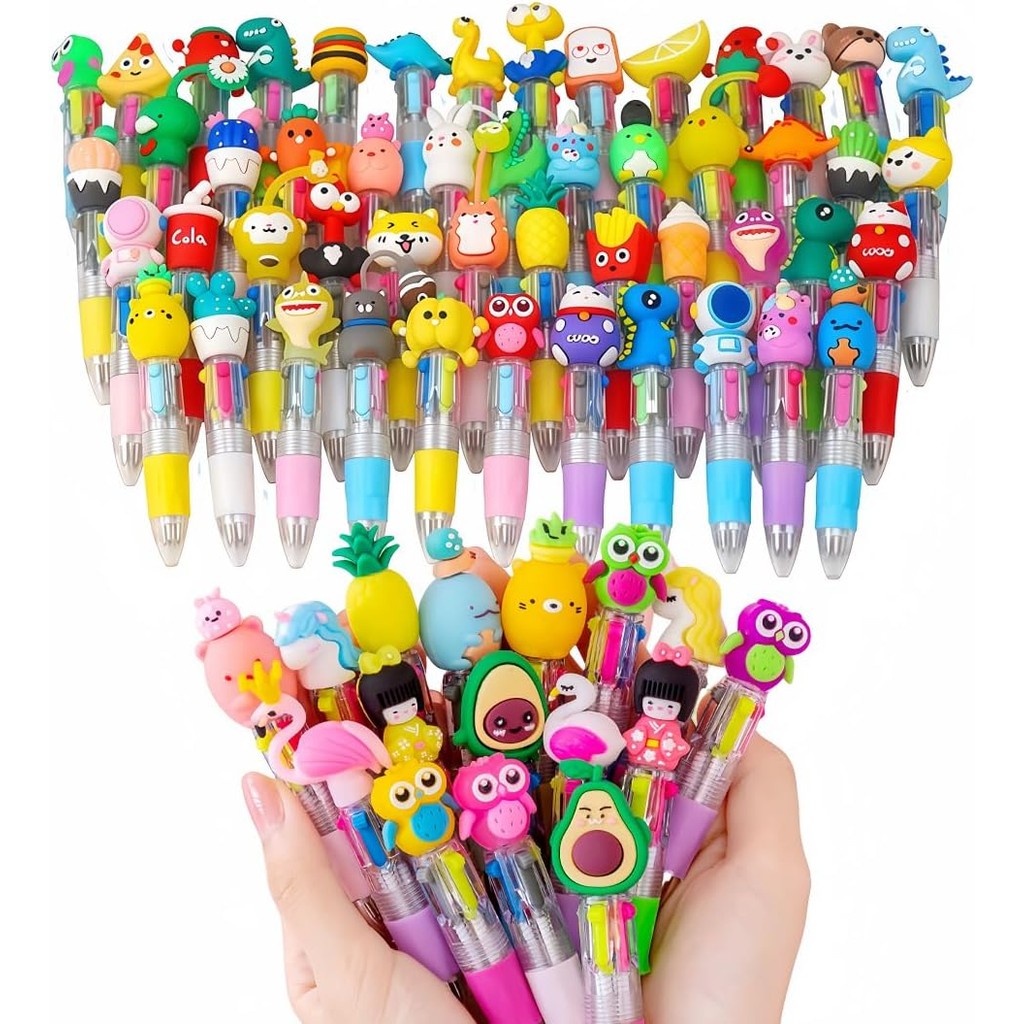

12 Pcs Mini Multicolor 4-in-1 Cute Fun Pens Ballpoint Pens for Birthdays and Parties,Fun Bulk Gifts