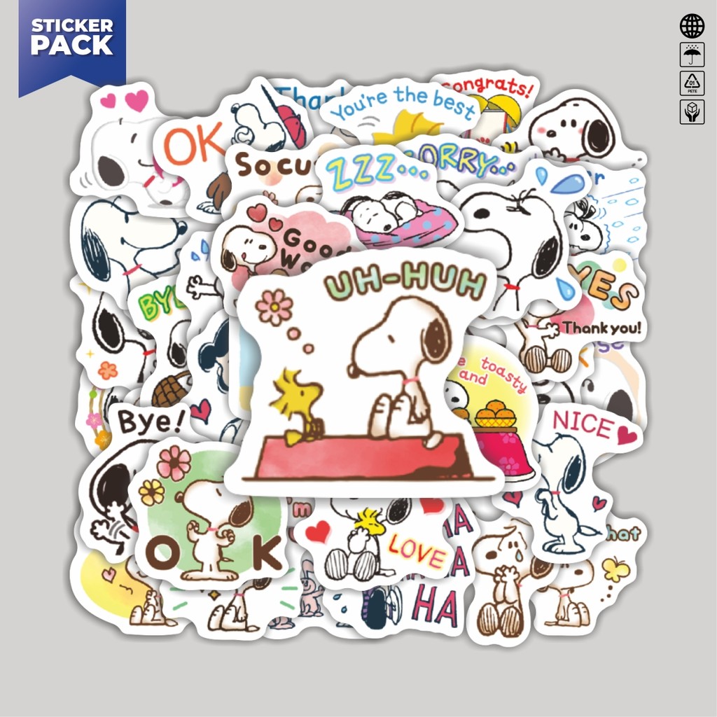 

[100PCS]Stiker Pack Stiker Kartun Snoopy V42 Aesthetic Vinyl Anti Air Dekorasi Sticker Laptop Buku Journal Koper Helm Casing HP Gitar Helm Skateboard