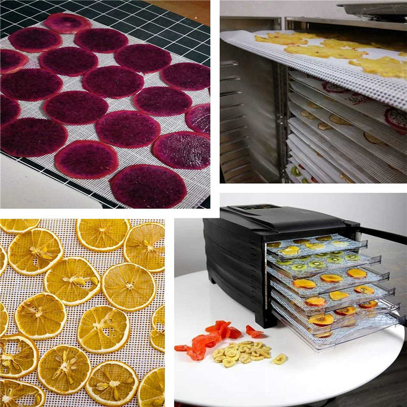 RALCA-Non-Stick Silicone Dehydrator Sheets,Fruit Dehydrator Mats Reusable Steamer Mat Mesh Sheet For
