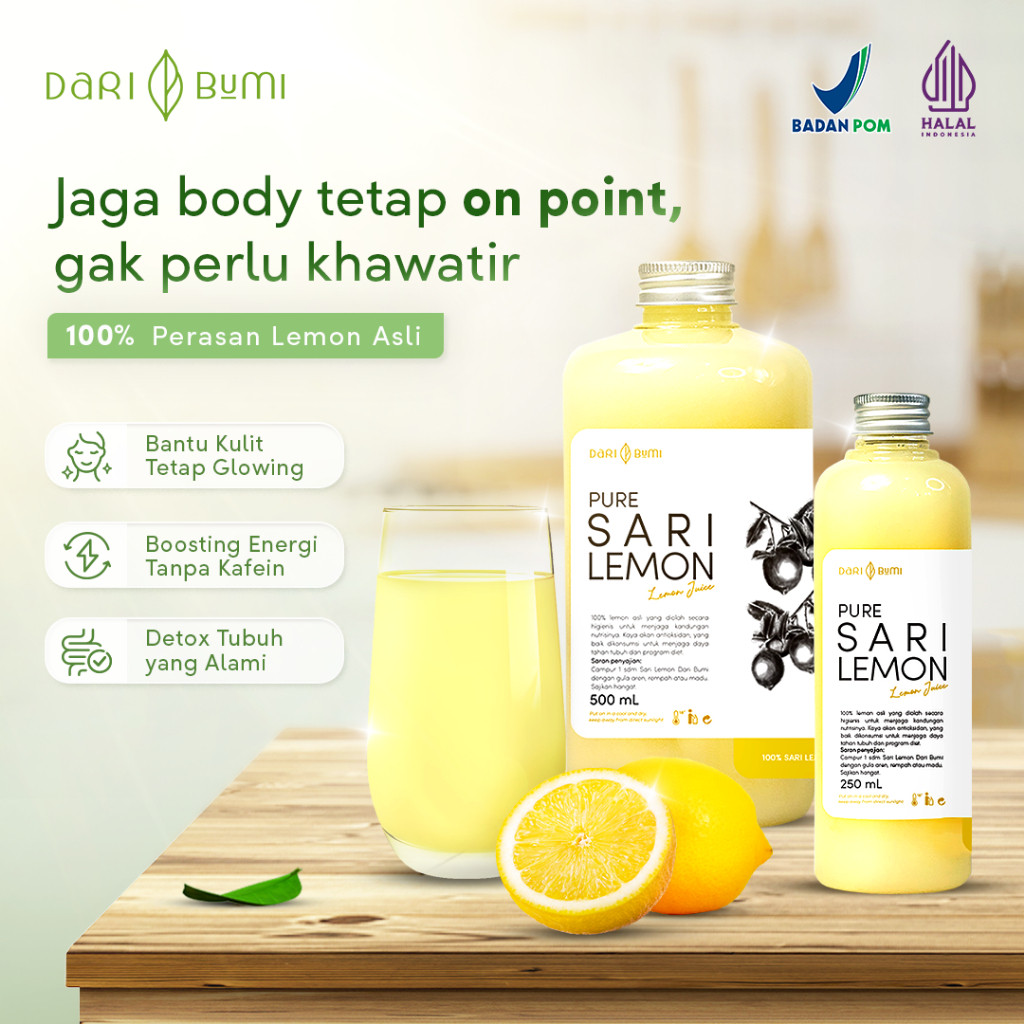 

Dari Bumi Sari Lemon 500 Ml Minuman Diet Alami Halal Premium Pure Original