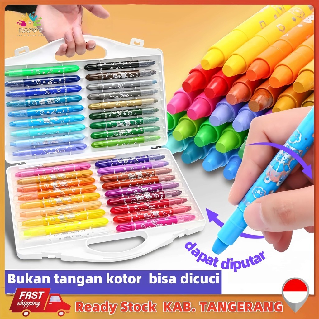 

New Grasp Crayon Set 48 Warna Mata Sedang Silky Crayon Water Soluble Crayons Krayon Licin GraspPremium