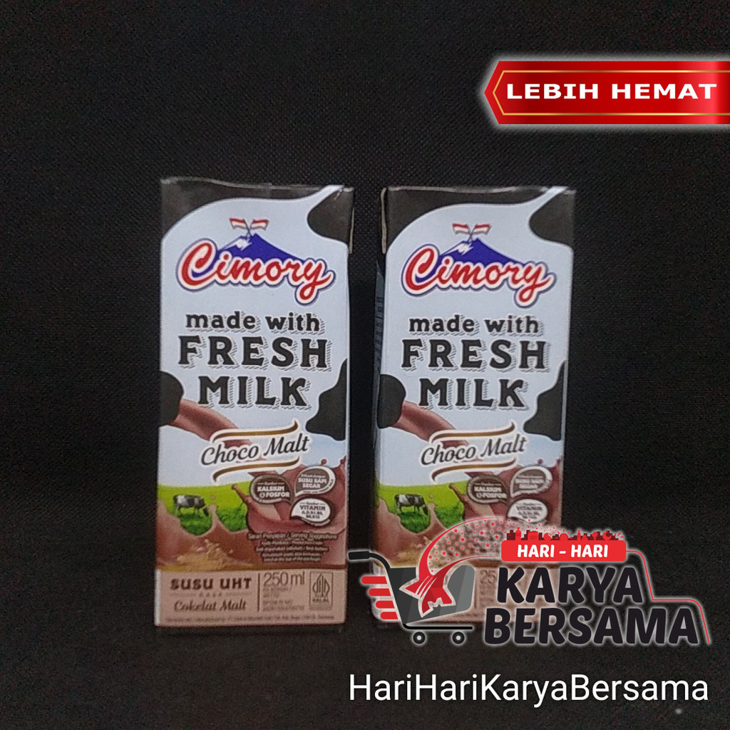 MINUMAN CIMORY SUSU UHT FRESH MILK CHOCO MALT PACK 2'S X 250ML