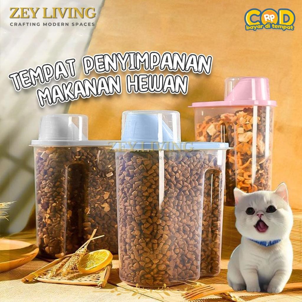 ZEY - Tempat Makan Kucing  /Toples Makanan Kucing/Pet Food Storage