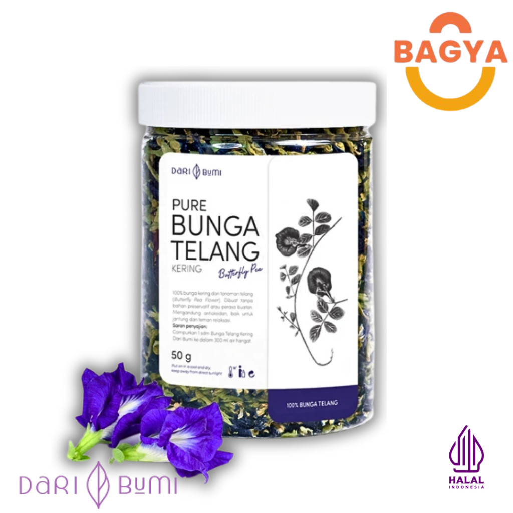 

Dari Bumi Teh Bunga Telang Kering 50 Gr Butterfly Pea Teh Herbal