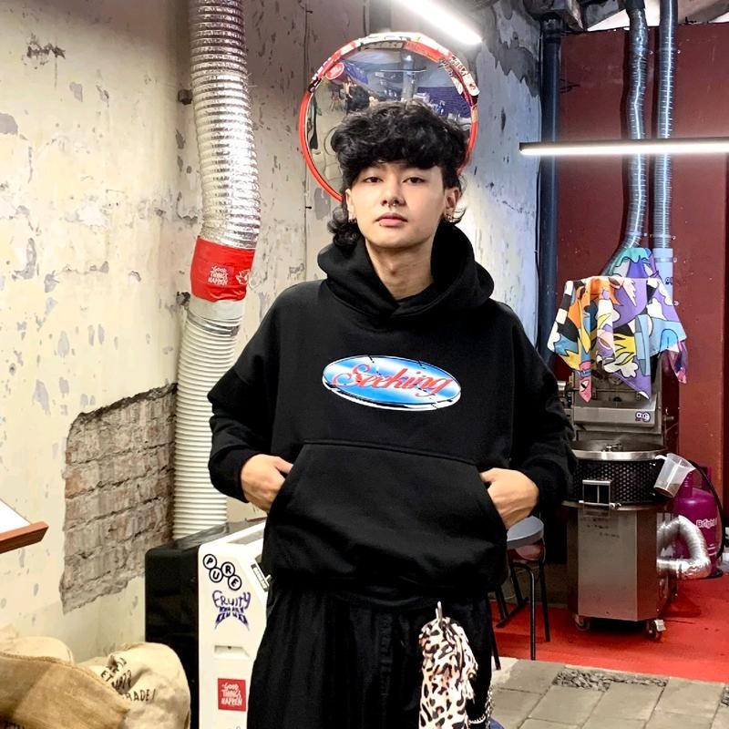 Hoodie Oversized Fragment Black Hoodie Swearshirt Fleece  HF240B