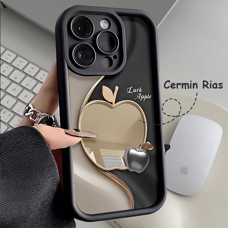 Apple Merah Muda untuk case oppo reno 4f 5f 5 6 7 8 7z 8z 8t 11 12f 4g 5g oppo A5 A3 PRO A56S A53S A