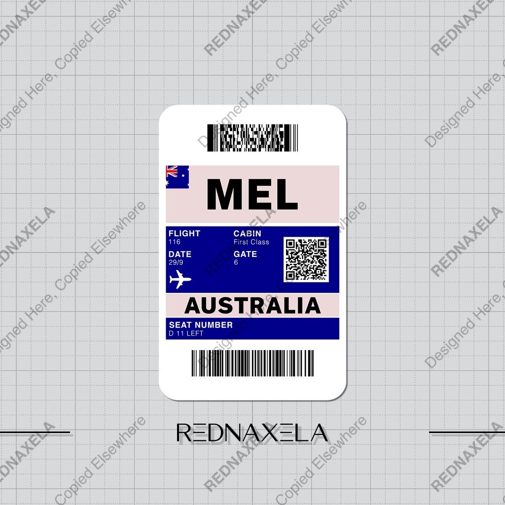 

Stiker Vinyl Boarding Pass MEL Melbourne Australia Stiker Koper Outdoor Waterproof Sticker