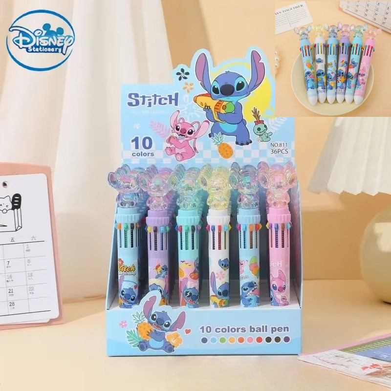 

Disney Stitch Ballpoint Pen 36pcs Cartoon Lilo Crystal 10 Color Marker 0.7mm Student Graffiti School Childrens Stationery Gifts