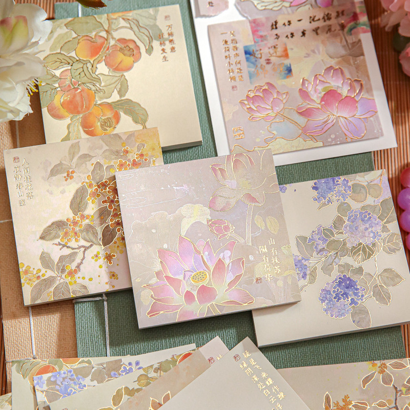 

National Style Hot Stamping Chinese Style Flower Alien N Times Sticky Note Memo Pads Paper School Stationery