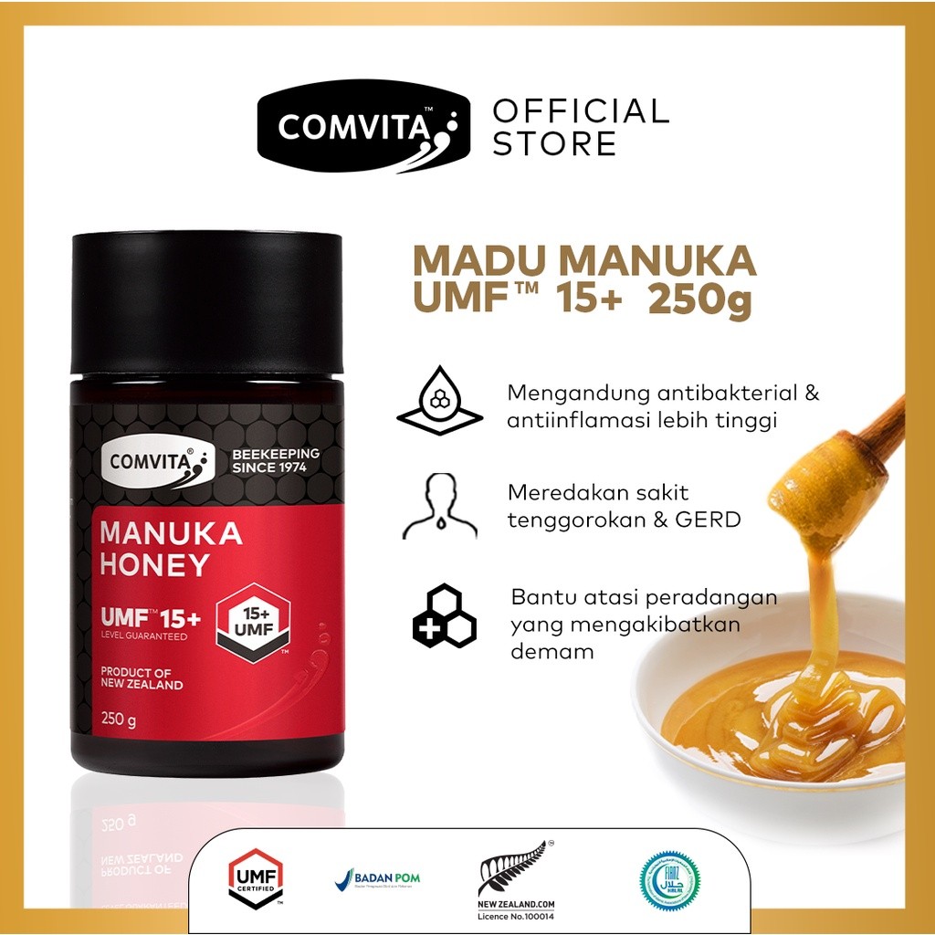 

NEW Comvita Manuka Honey UMF 15+ 250g Madu Asli 100% Murni Alami Original New Zealand 250 g